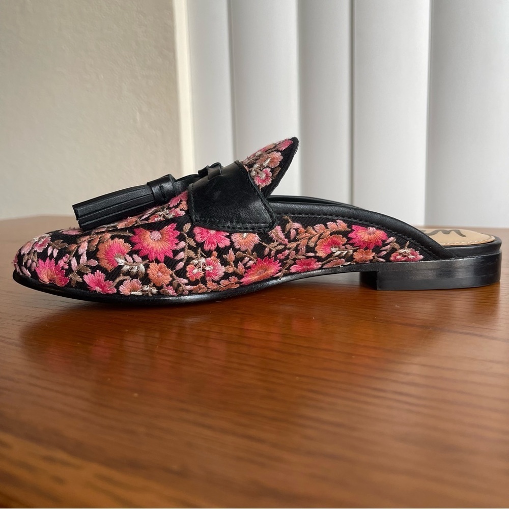 Sam Edelman Paris 2 Floral Embroidered Tassel Mules Size 5.5 - Picture 3 of 12